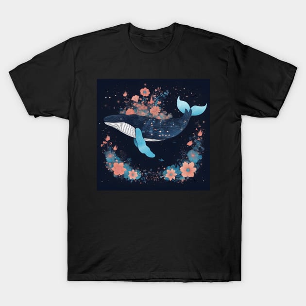 Floral Astral Whale 3 T-Shirt by Bishop Creations